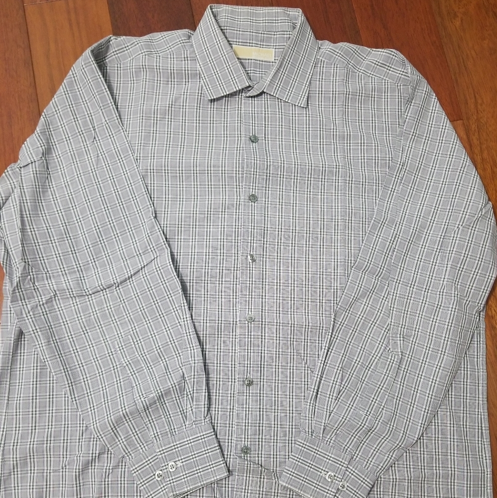 Michael Kors Gray Plaid Dress Shirt 90720-3B3
